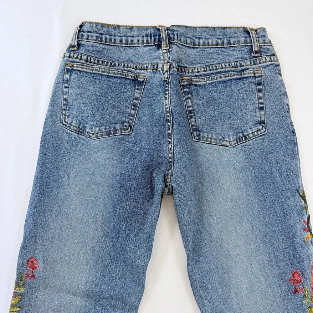 Willi Smith Jeans Womens 4 Paisley Floral Embroidered Bootcut Y2K Boho Acid Wash